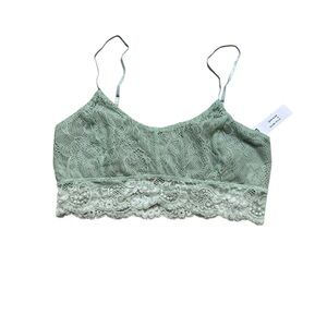 🌿 LA Made 💚 Brite Sage Lace Longline Bralette M NWT Soft Romantic Layering Top 🌿